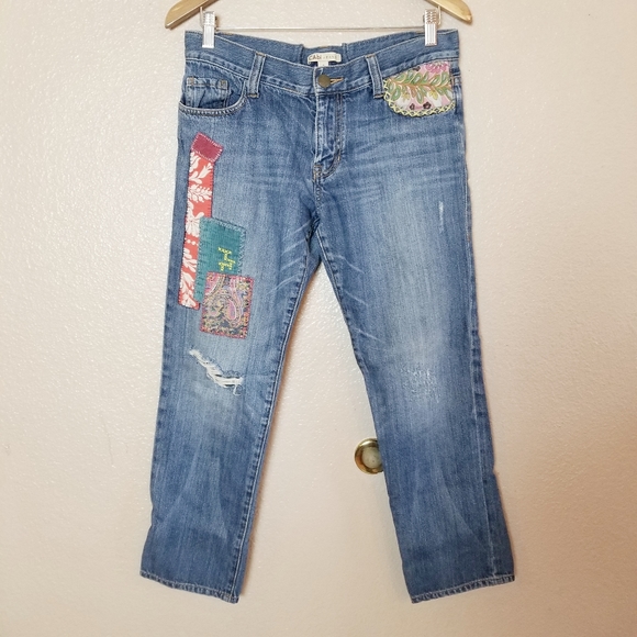 CAbi Denim - Cabi quilted patchwork hippie boyfriend distressed Relaxed straight denim jean 4